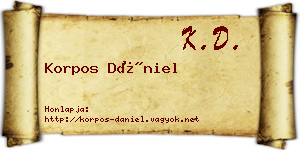 Korpos Dániel névjegykártya